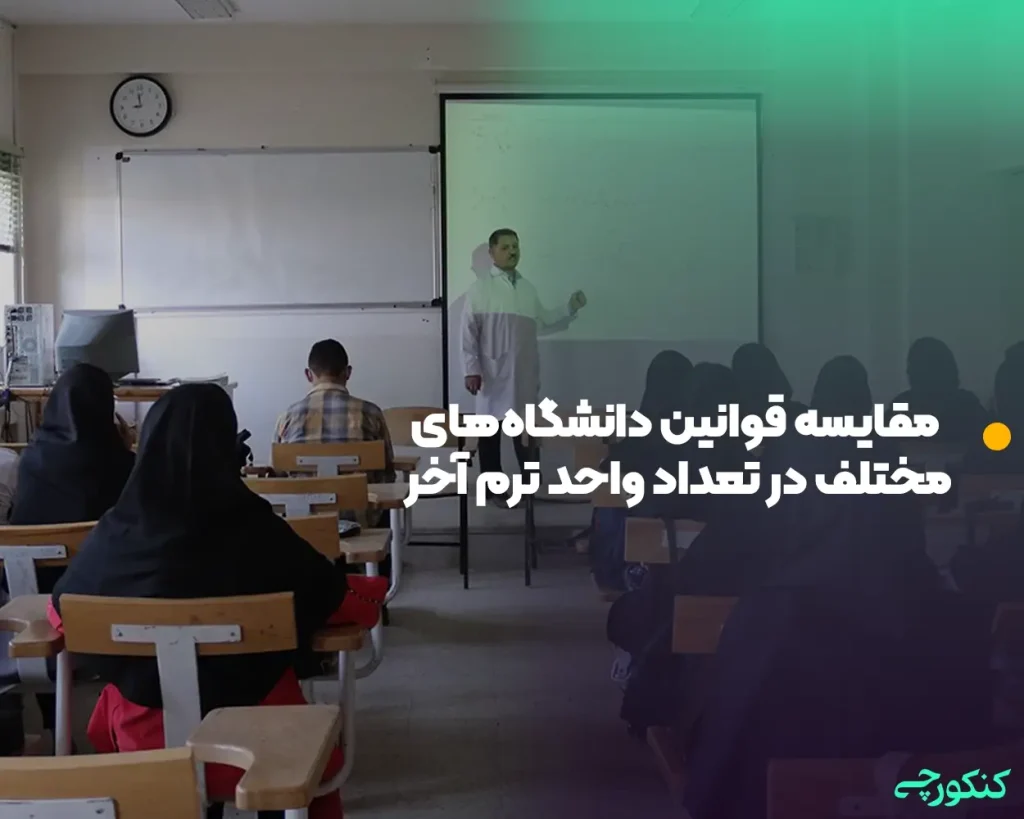 مقایسه قوانین دانشگاههای مختلف در تعداد واحد ترم آخر